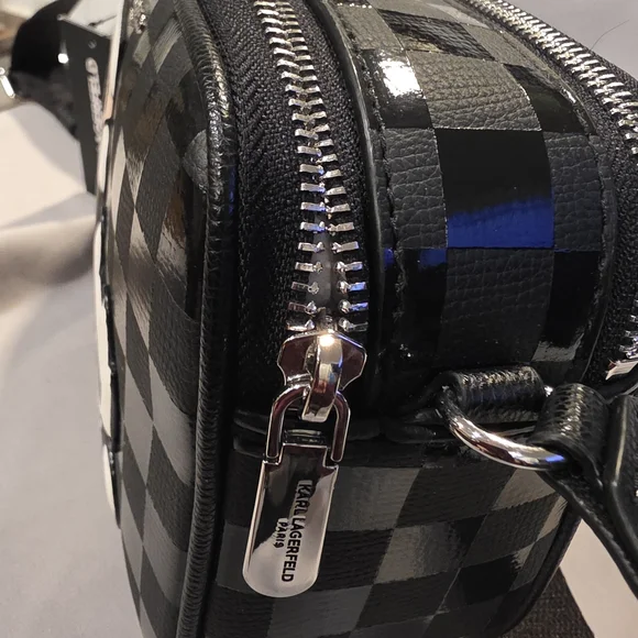 KARL LAGERFELD Maybelle logo Black Checkered Character print Crossbody Bag. NWT - Picture 7 of 10